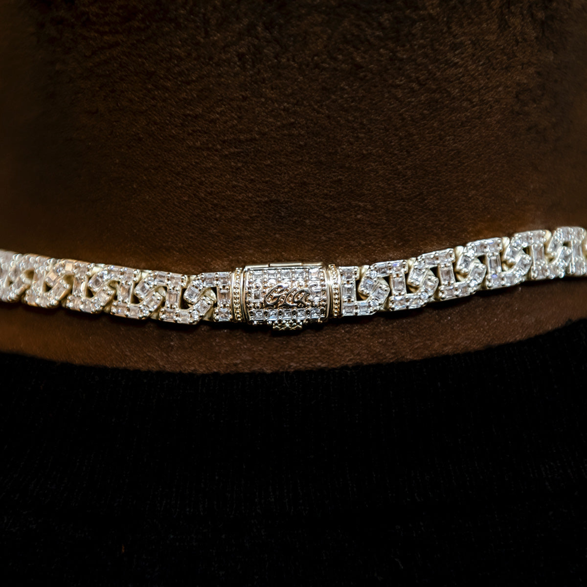 Baguette Chain Link Necklace in Yellow Gold- 8mm