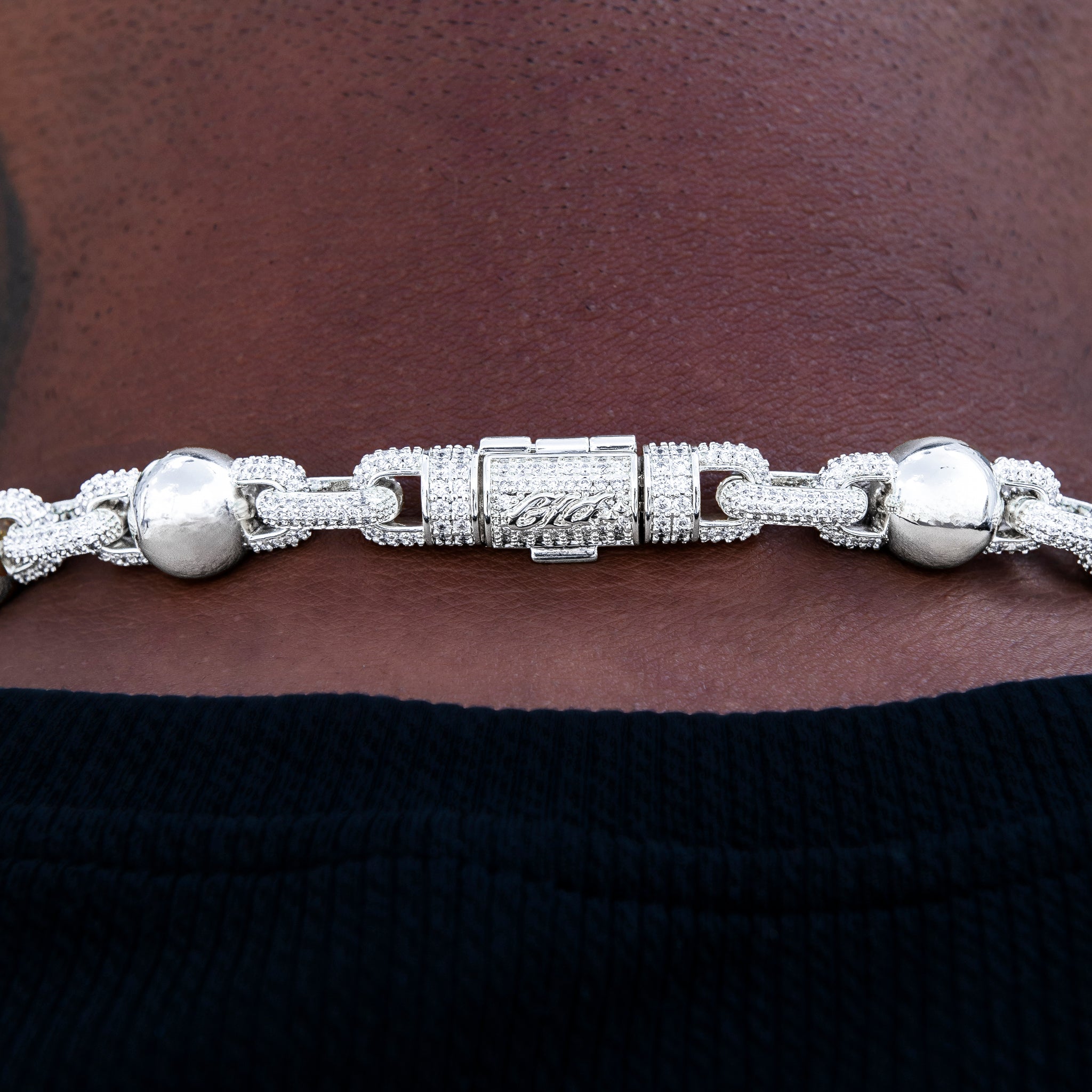 10MM Iced Plain Ball Chain in White Gold