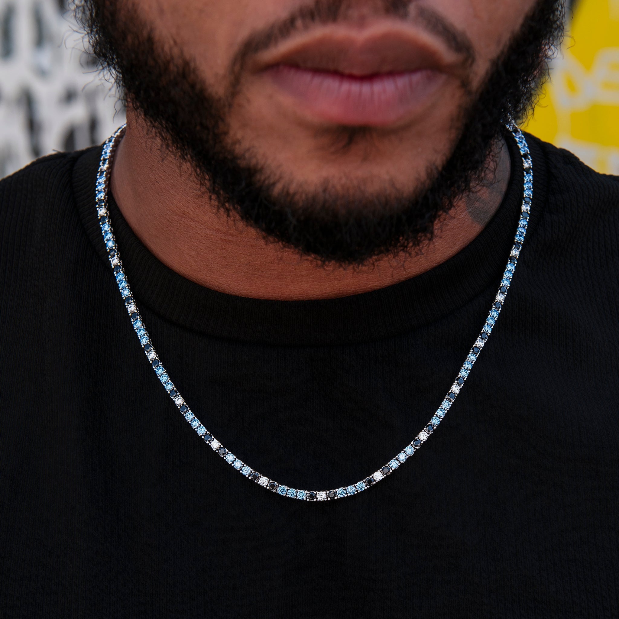 3MM Diamond Colored Tennis Chains in White Gold- All Colors